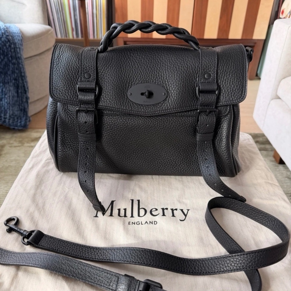 Mulberry Alexa Bag in Black Heavy Grain with Black Hardware